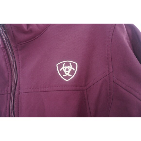 ARIAT Tek Softshell Fleece Lined Jacket Full Zip Wind Water Resistant Burgundy M - Picture 7 of 14